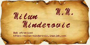 Milun Minderović vizit kartica